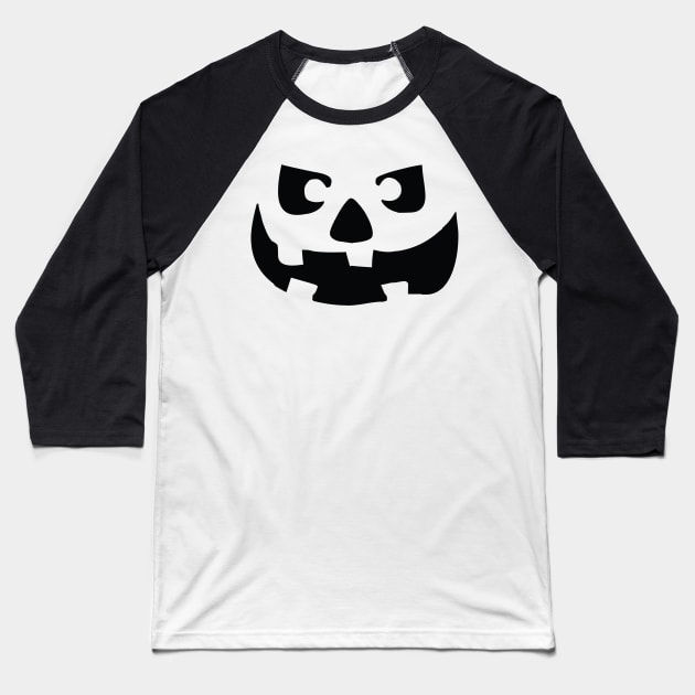 Spooky Halloween Jack O' Lantern Face Baseball T-Shirt by HungryDinoDesign